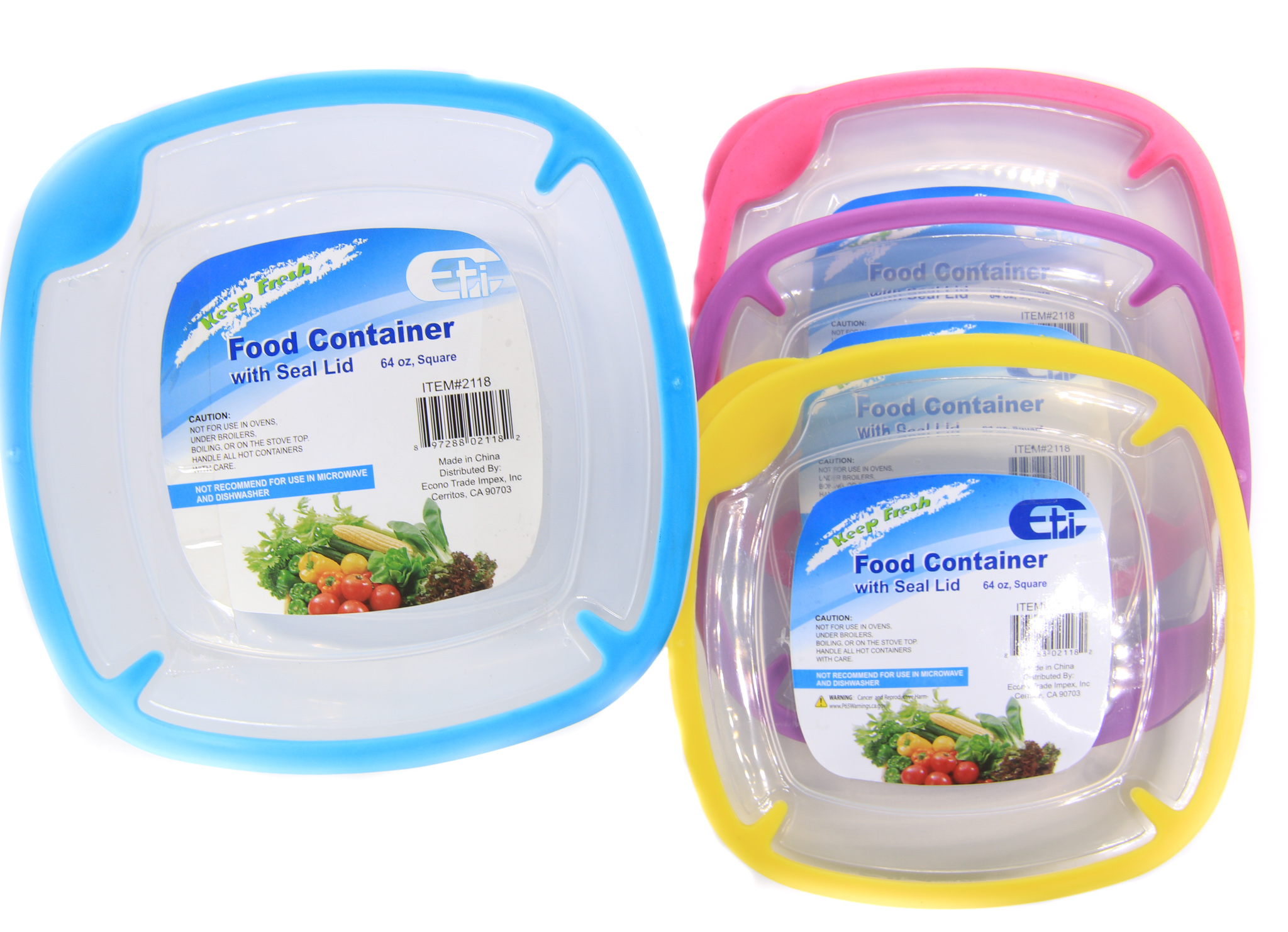 SQUARE CONTAINER W/SOFT SEAL LID 64OZ
