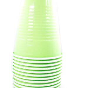 16oz 16pc Plastic Two Tone Cups(Lime Green/ White) 9 G
