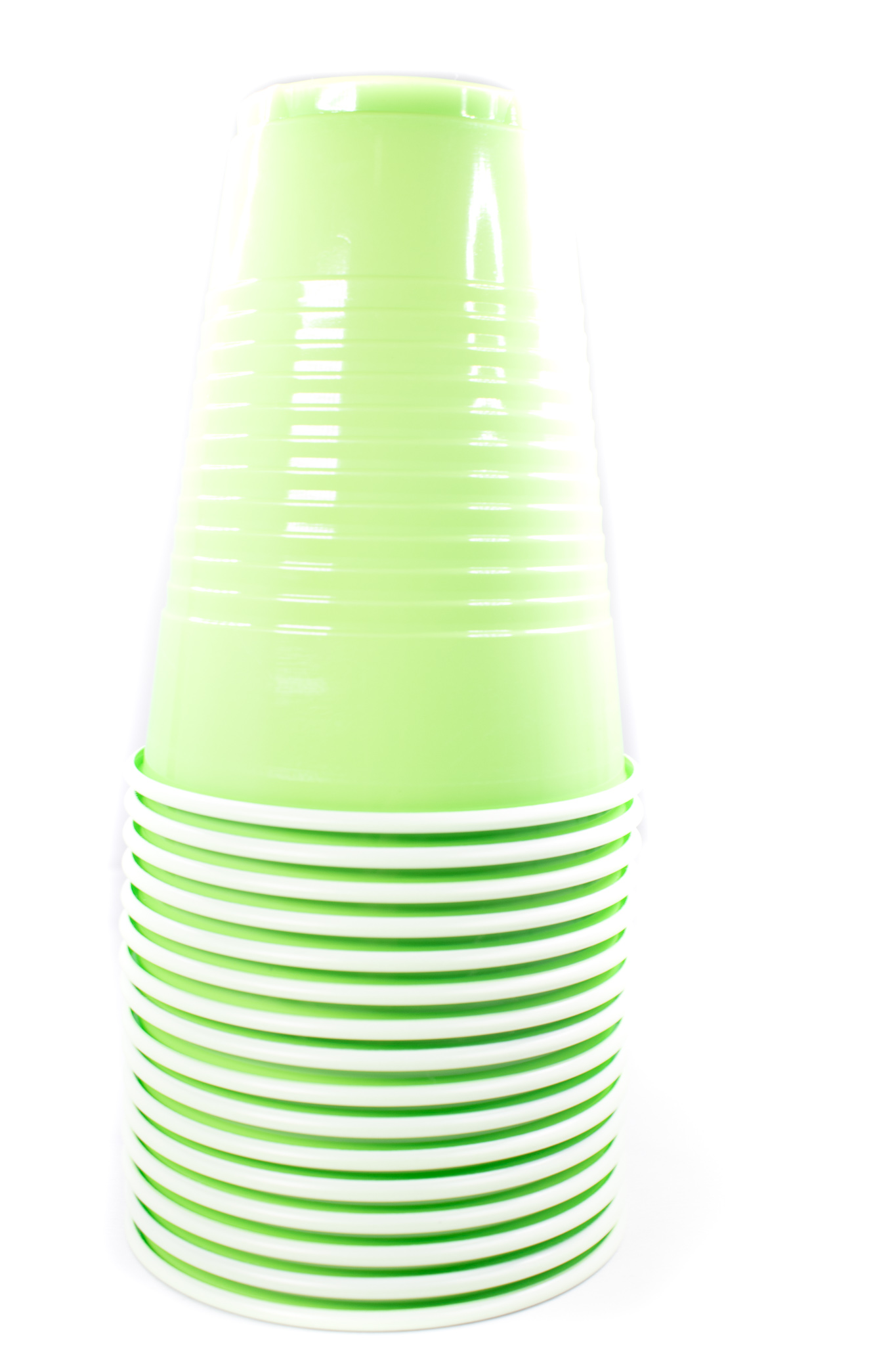 16oz 16pc Plastic Two Tone Cups(Lime Green/ White) 9 G