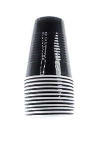 16oz 16pc Plastic TwoTone Cups(Black/White)9G