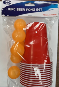 16OZ 18PC BEER PONG SET 12 CUPS & 6 BALLS